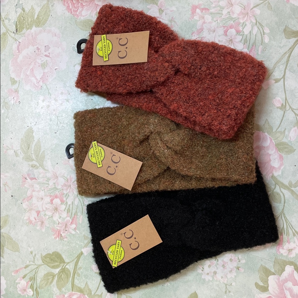 C.C Cozy Knit Headbands in Black, Brown, and Rust